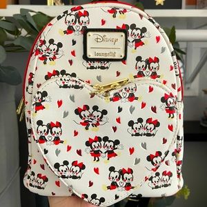 NWT Loungefly Mickey and Minnie Heart Backpack